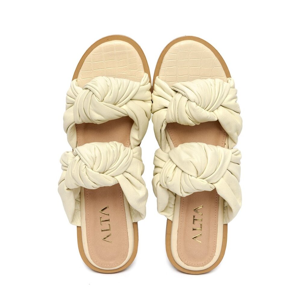 ALTA Clarice Tuscan Off White Leather Flat Sandals Size 8.5 US NWT - ON SALE
